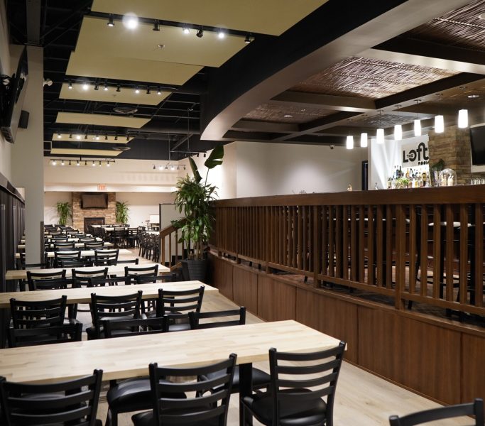 Interior view of The Loft Room event venue in Leduc